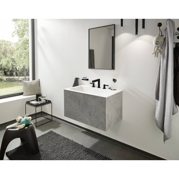 Смеситель для раковины hansgrohe Finoris 110, на 3 отверстия, со сливным клапаном Push-Open 76033670, матовый черный