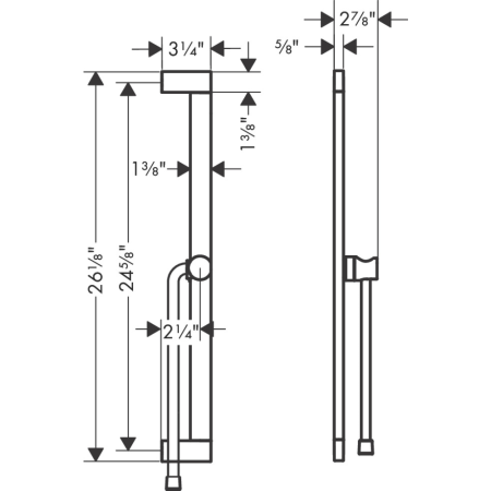 Душевая штанга hansgrohe Unica S Puro 650 мм со слайдером и шлангом Isiflex 1600 мм 24402140, шлифованная бронза