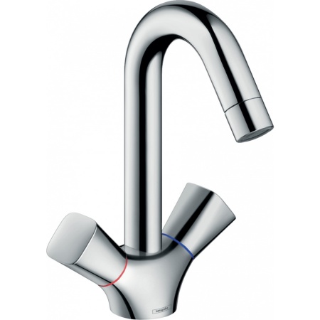 Смеситель hansgrohe Logis для раковины с двумя рукоятками и сливным гарнитуром 71222000, хром