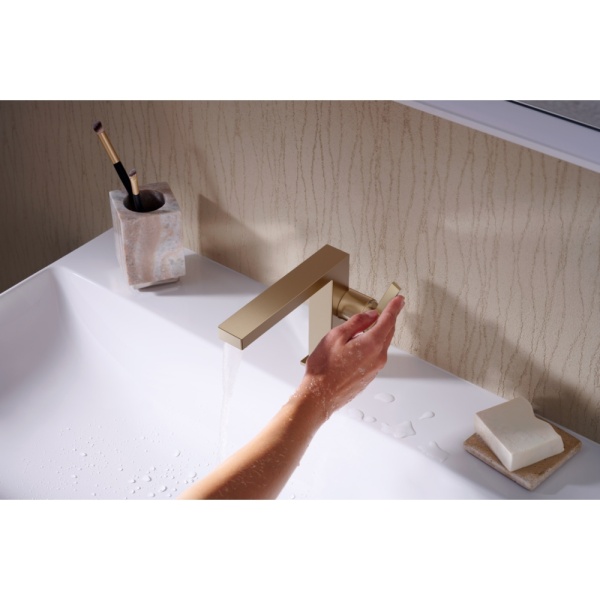 Смеситель для раковины hansgrohe Tecturis E 110 Fine CoolStart, EcoSmart+, 73021140, шлифованная бронза