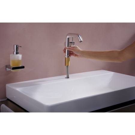 Смеситель для раковины hansgrohe Tecturis S 110 Fine CoolStart, EcoSmart+, с донным клапаном Push-Open, 73320000, хром