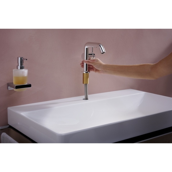 Смеситель для раковины hansgrohe Tecturis S 110 Fine CoolStart, EcoSmart+, с донным клапаном Push-Open, 73320000, хром