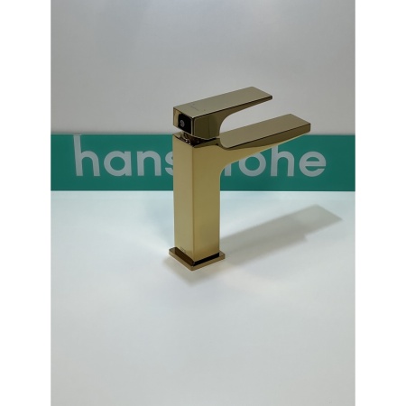 Смеситель для раковины hansgrohe Metropol 110 со сливным клапаном Push-Open 32507990/U, полированное золото, уцененный товар
