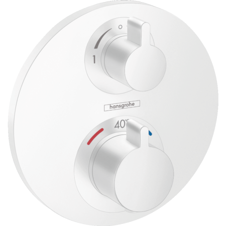 Внешняя часть термостата для душа hansgrohe Ecostat S скрытого монтажа на 2 потребителя 15758700, матовый белый, уцененный товар