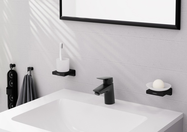 Hansgrohe Logis Смеситель для раковины 70 без донного клапана черный матовый 71071670
